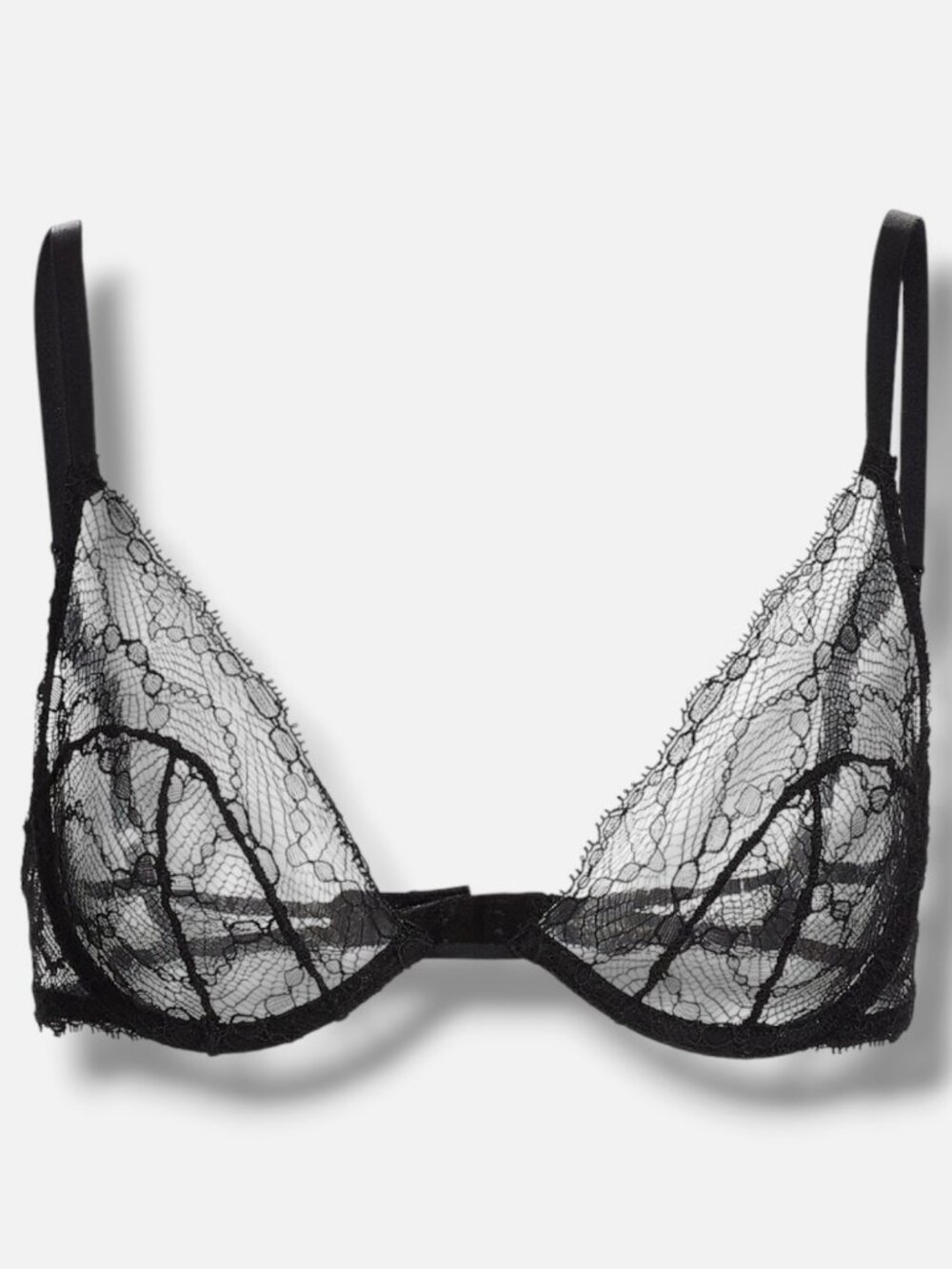 Kiki De Montparnasse Womens' Mon Cheri Black Sheer Lace Demi Bra Size 32D
